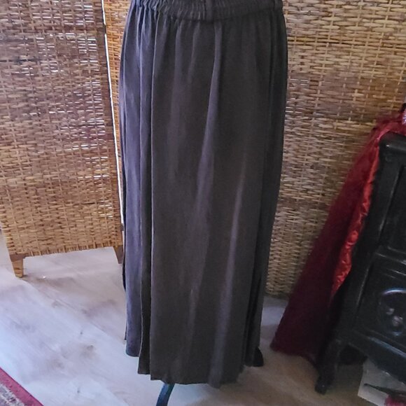 VTG Y2K Brown Maxi Skirt Button Front Studio Marisa Christina XL Tencel Boho - Picture 5 of 6